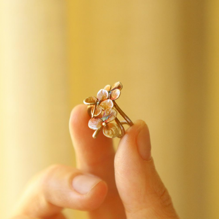 Cuff in silver, Hydrangea, фото 2
